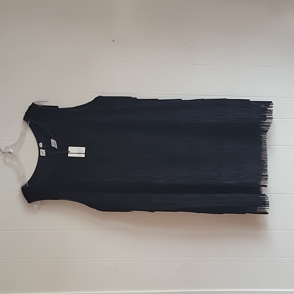 GAP Elegant Black Fringe Midi Dress XL